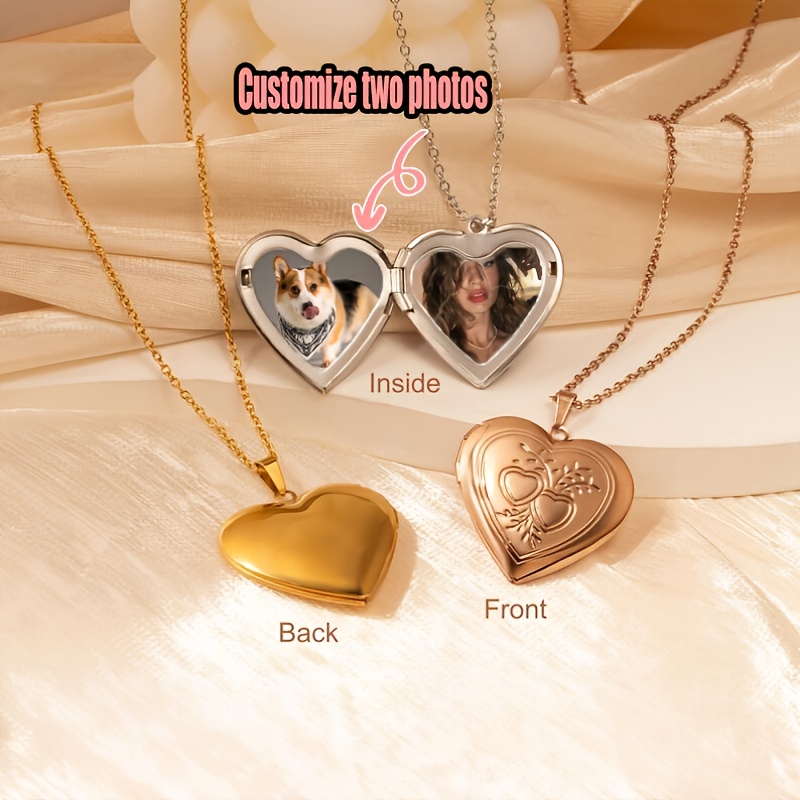 Custom 1/2 Photo Necklace Hear - Heart Locket Necklace Photo 评论和价格