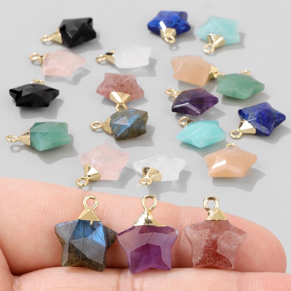 2Pcs Star Shape Stone Pendant  - Crystal Pendant Necklace Natural Stone 评论和价格