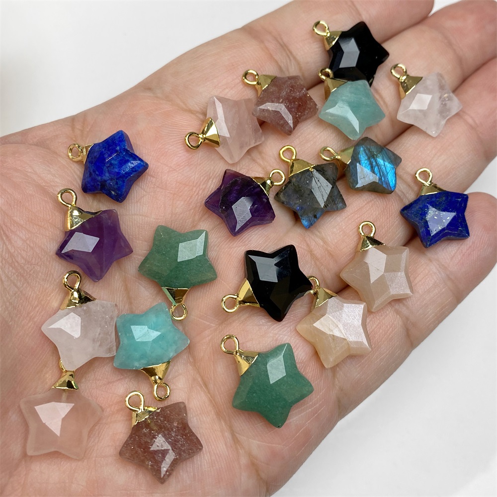 2Pcs Star Shape Stone Pendant  - Crystal Pendant Necklace Natural Stone 评论和价格