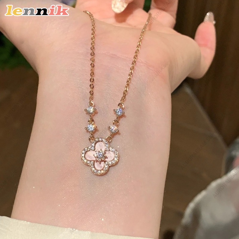 Pink Shell Necklace, Four Leaf - Layered Pendant Necklace Aesthetic 评论和价格