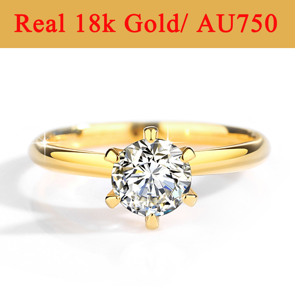Real Gold 18K Moissanite Rings - Moissanite Engagement Ring 1 Carat 评论和价格